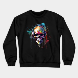 Colorful Skull Paint Explosion Graffiti-Inspired Street Art Crewneck Sweatshirt